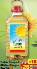 YUDUM OMEGA-3 BİTKİSEL KARIŞIM SIVI YAĞ 3 L fiyat ve kampanya bilgisi